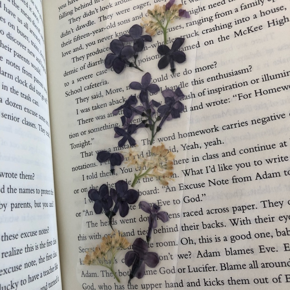 Pressed flowers bookmark